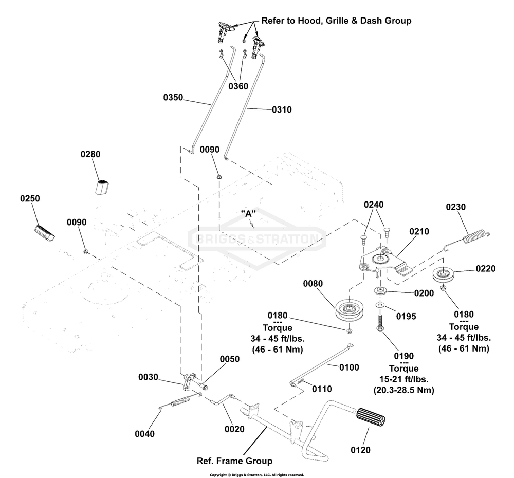 Controls Group Diagram and Parts List for 2691085-00 (107250040)(2012) Briggs and Stratton Lawn Tractor
